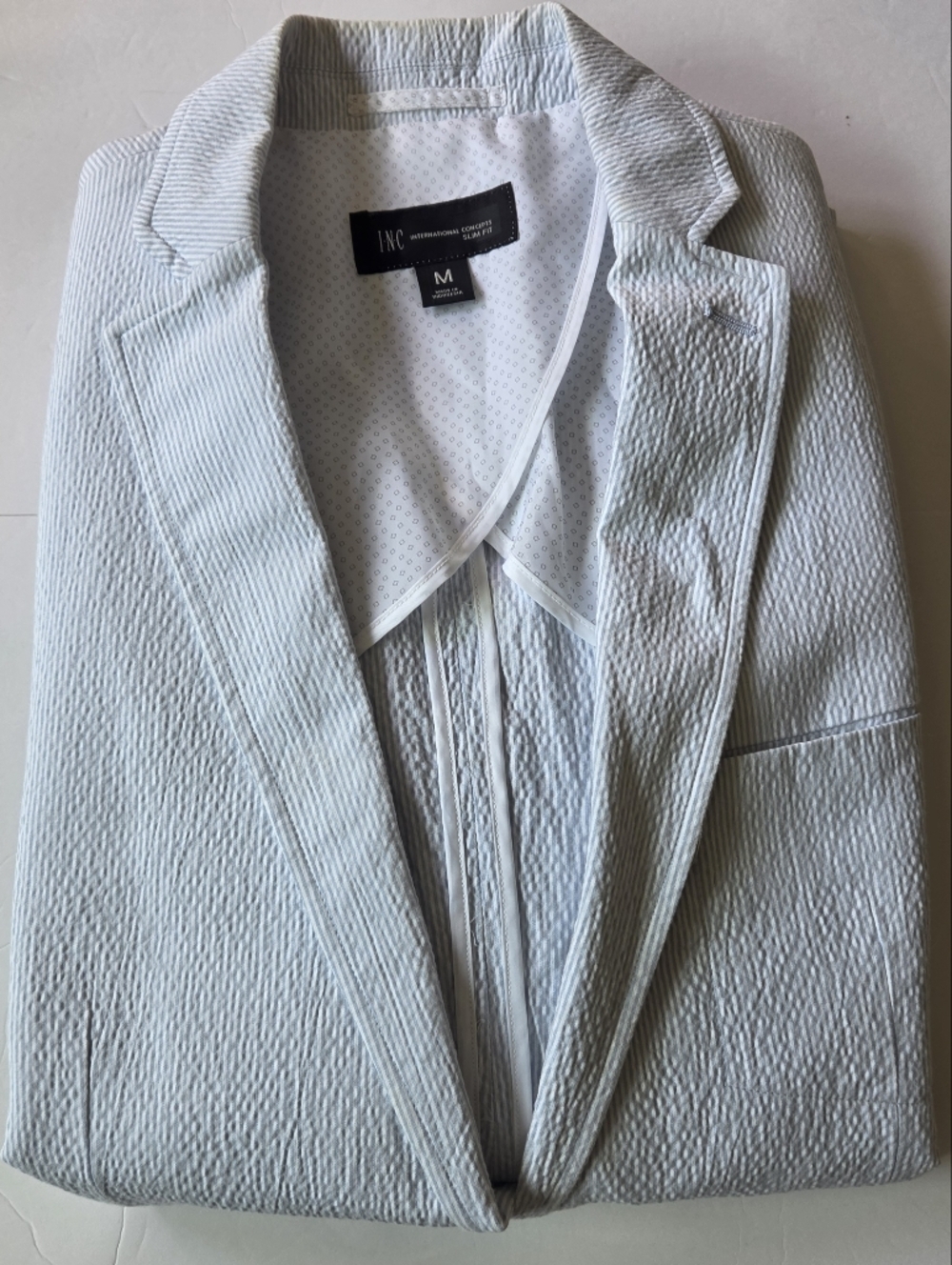 INC International Concepts Light Blue Seersucker Sport Coat - Picture 8 of 11